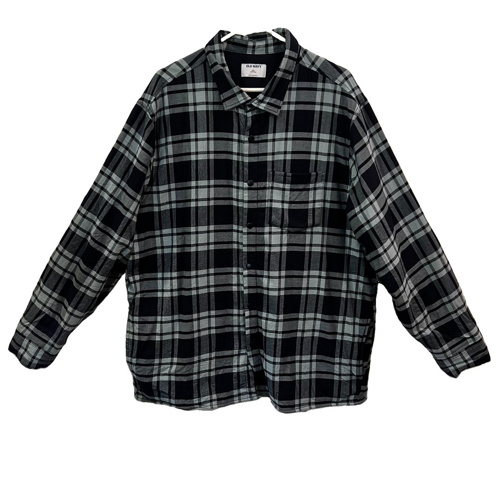 Old Navy blue Navy cozy Fleece Lined Shacket Shirt Jacket Men's XXL snap front